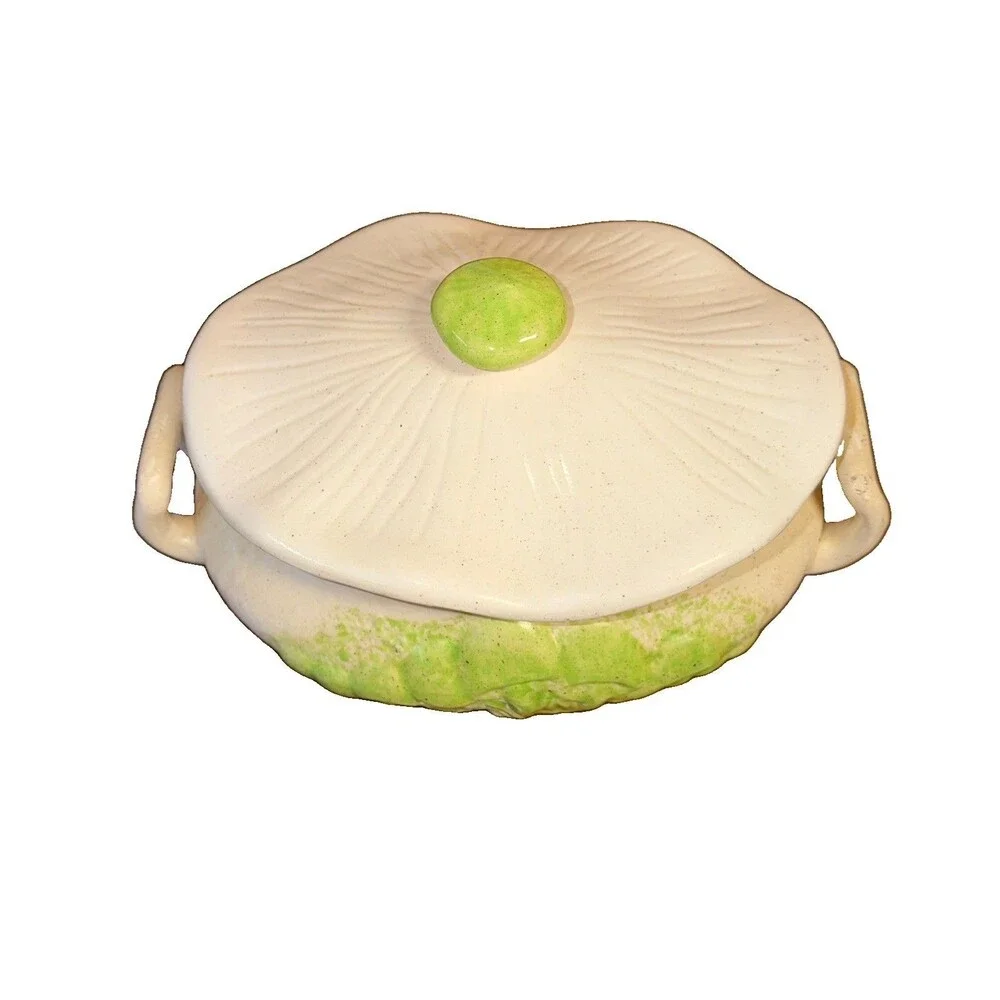 Vintage Arnels Merry Mushroom Large Cream & Green Ceramic Soup Tureen.